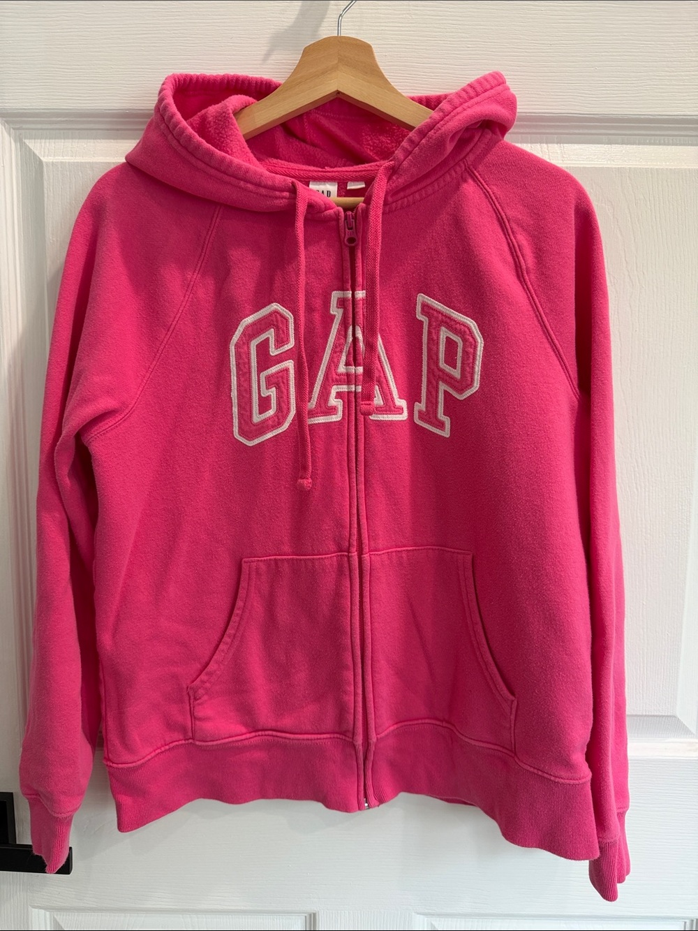 GAP Bright Pink Full-Zip Hoodie with Logo Applique